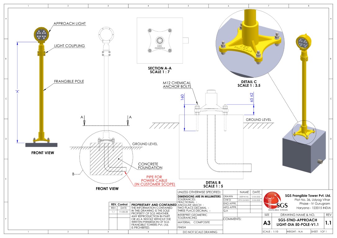 SGS Frangible Poles - Single light